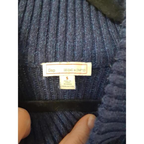 GAP Womens Sweater Size S Navy And Gray Striped Long Sleeve Pullover - Picture 2 of 4